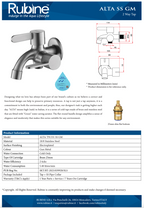 Rubine Alta T91331 SS Stainless Steel Two Way Tap [Satin/Gun Metal] domaco.com.sg