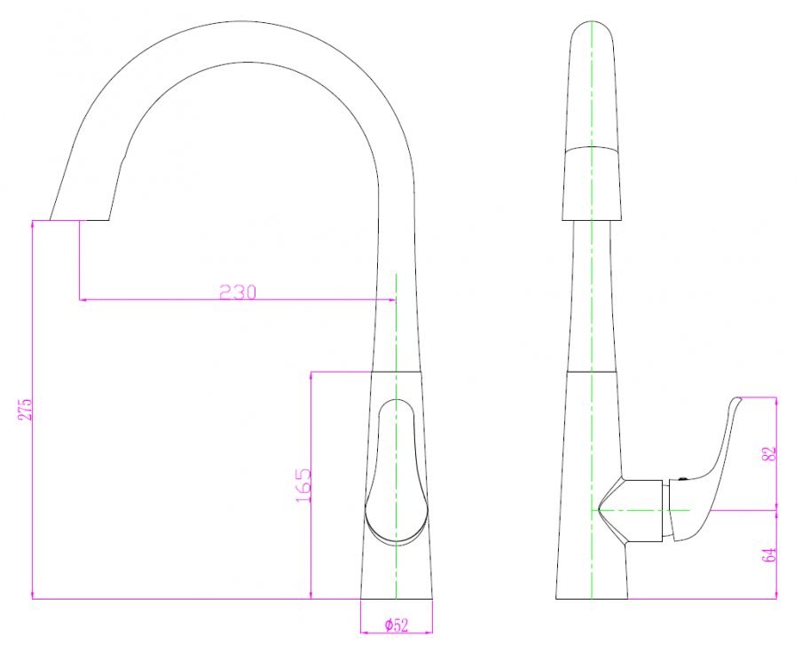 Arino Gun Metal Stainless Steel Pull Out Dual Spray Kitchen Sink Hot and Cold Mixer Tap T-8005SS-3-GM domaco.com.sg