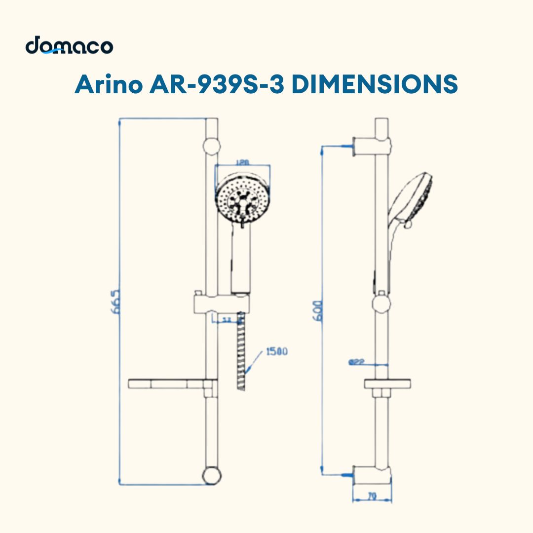 Arino AR-939S-3 Stainless Steel 3 Function Hand Shower Head Set (Chrome, Matt Black, Rose Gold & Gun Metal)