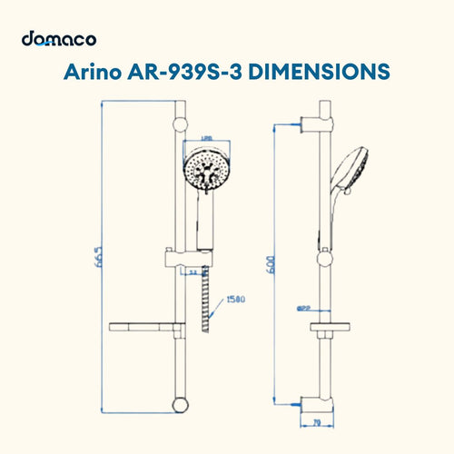 Arino AR-939S-3 Stainless Steel 3 Function Hand Shower Head Set (Chrome, Matt Black, Rose Gold & Gun Metal)