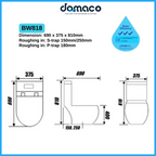 Baron BW818 Rimless Washdown Flushing 1-Piece Toilet Bowl with Soft Closing Urea Seat Cover