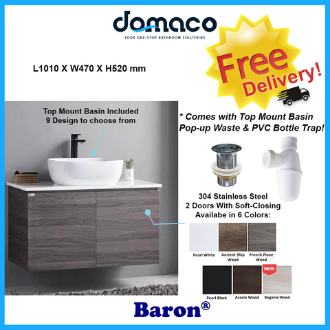 Baron A110-ST Stainless Steel Basin Cabinet With Phoenix Stone Solid Top domaco.com.sg