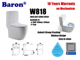 Baron W818 1-Piece Toilet Bowl (Geberit Flushing System)