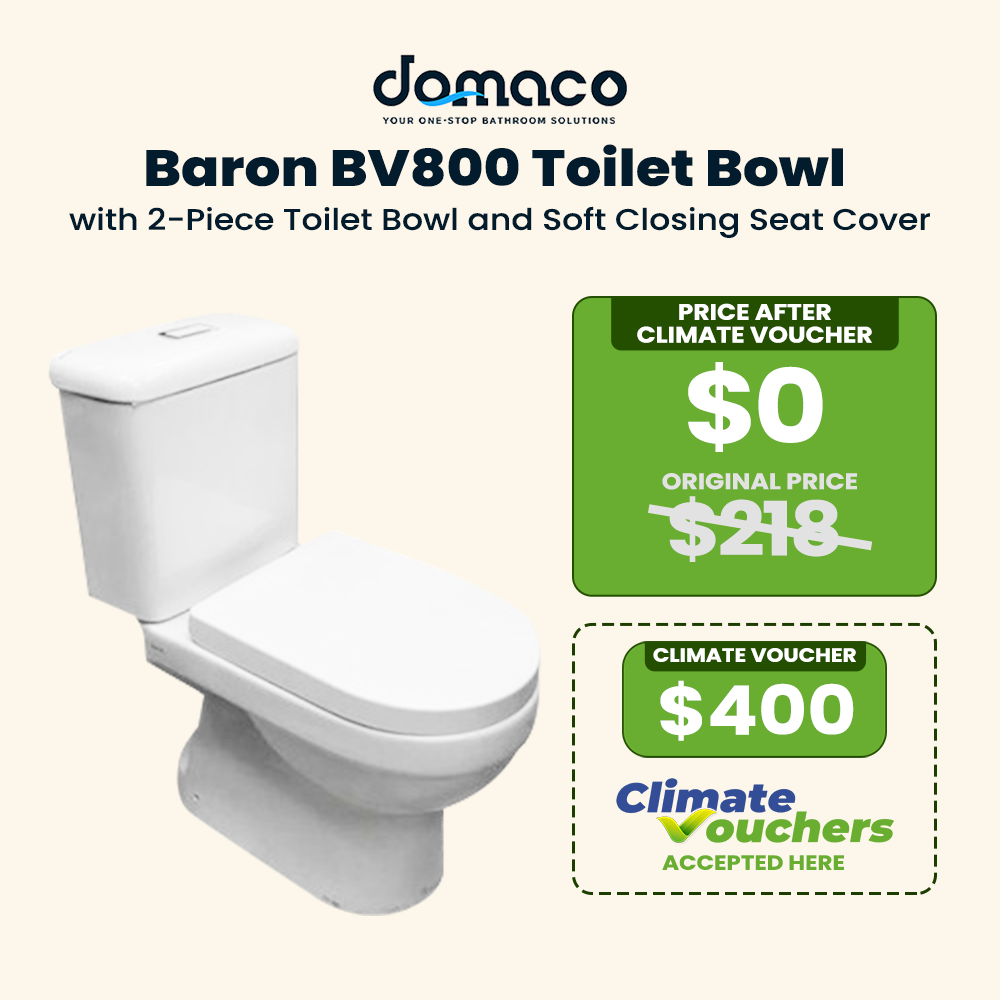Baron BV800 with 2-Piece Toilet Bowl and Soft Closing Seat Cover - Domaco