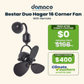 Bestar Duo Hagar 16 Inch Corner DC Wall/Ceiling Fan with Remote