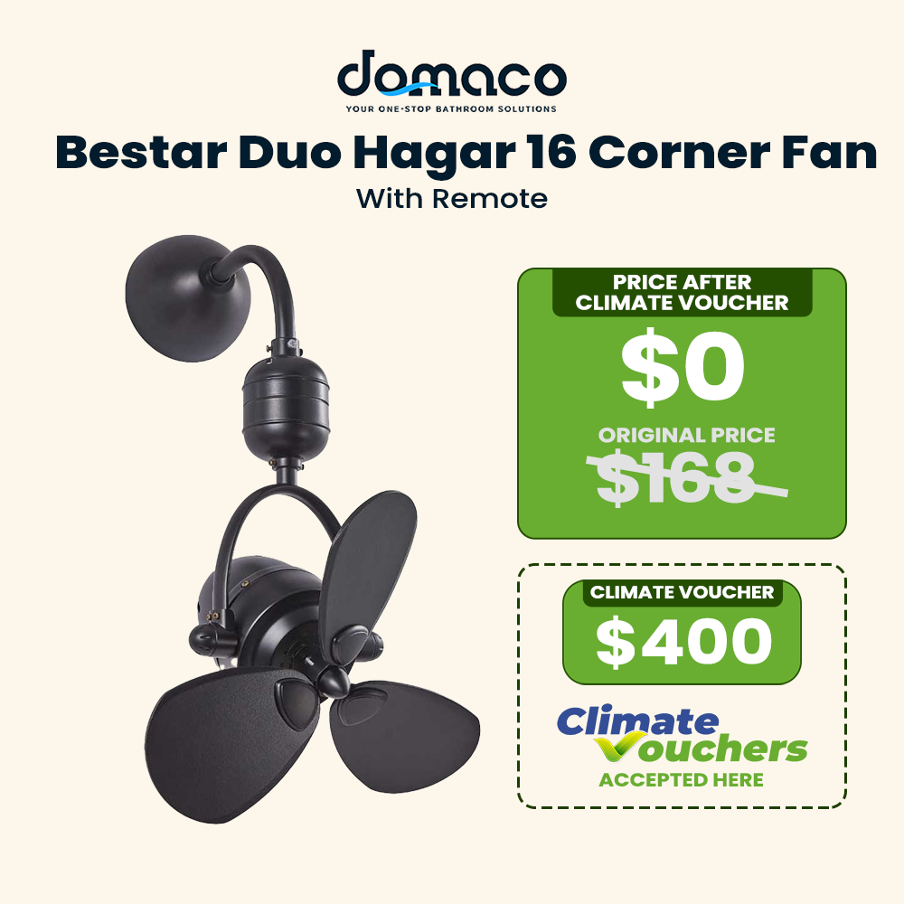 Bestar Duo Hagar 16 Inch Corner DC Wall/Ceiling Fan with Remote
