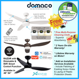 Bestar Razor DC Ceiling Fan With Dimmable 24W 3 Tone LED Light Kit And Smart Wifi Control domaco.com.sg