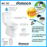 Domaco 707 Rimless [New Gen] Washdown FlushingvToilet Bowl with Soft Closing Seat domaco.com.sg