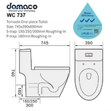 Domaco 737 Rimless Turbo Tornado Flushing or Mayfair 8116 1-Piece Toilet Bowl & Basin Package domaco.com.sg