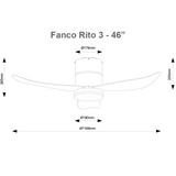 Fanco Rito 3 Hugger Ceiling Fan with 24W 3 Tone LED Light Kit and Remote Control (Optional: Wifi Module) domaco.com.sg