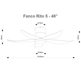 Fanco Rito 5 Hugger Ceiling Fan with 24W 3 Tone LED Light Kit and Remote Control (Optional: Wifi Module) domaco.com.sg
