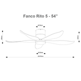 Fanco Rito 5 Hugger Ceiling Fan with 24W 3 Tone LED Light Kit and Remote Control (Optional: Wifi Module) domaco.com.sg
