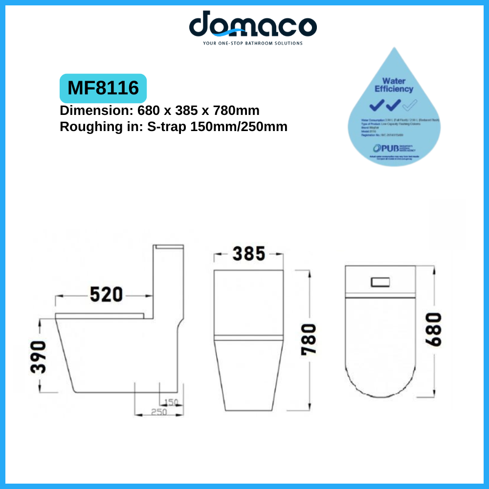 Mayfair MF8116 Tornado Flushing 1-Piece Toilet Bowl with Soft Closing Seat Cover