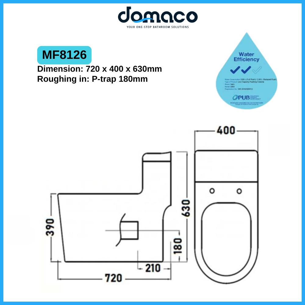 Mayfair MF8126 Tornado Flushing 1-Piece Toilet Bowl with Soft Closing Seat Cover