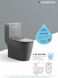 Magnum 935S Gray Rimless Turbo Whirling Flushing 1-Piece Toilet Bowl domaco.com.sg