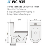 Magnum 935 Rimless Turbo Whirling Flushing 1-Piece Toilet Bowl domaco.com.sg