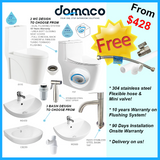 Domaco 737 Rimless Turbo Tornado Flushing or Mayfair 8116 1-Piece Toilet Bowl & Basin Package domaco.com.sg