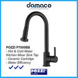 Pozzi P7000BB Matt Black Kitchen Sink Mixer Tap