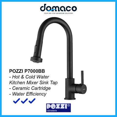 Pozzi P7000BB Matt Black Kitchen Sink Mixer Tap