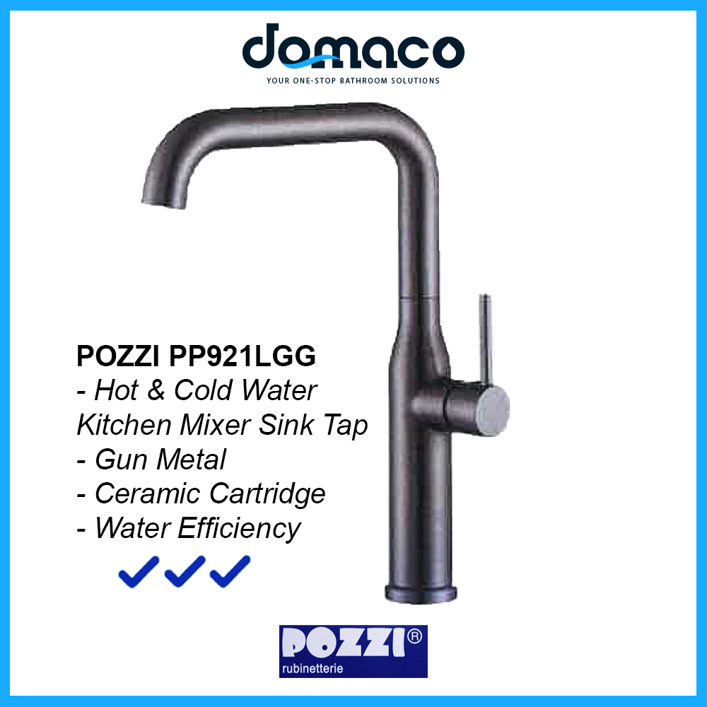 Pozzi PP921LGG Gun Grey Kitchen Sink Mixer Tap domaco.com.sg