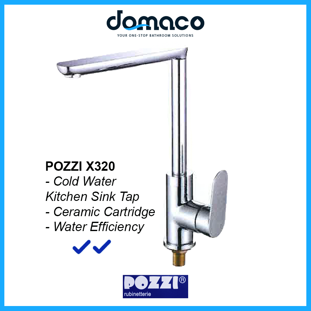 Pozzi X320 Chrome Kitchen Sink Tap domaco.com.sg