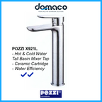 Pozzi X921L Chrome Tall Basin Mixer Tap domaco.com.sg