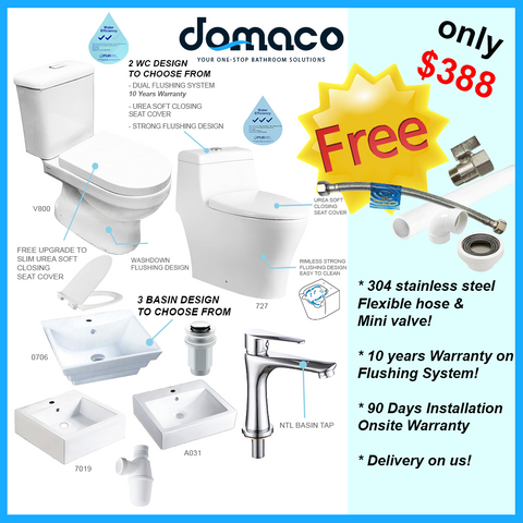 Premium Package Toilet Bowl and Basin domaco.com.sg