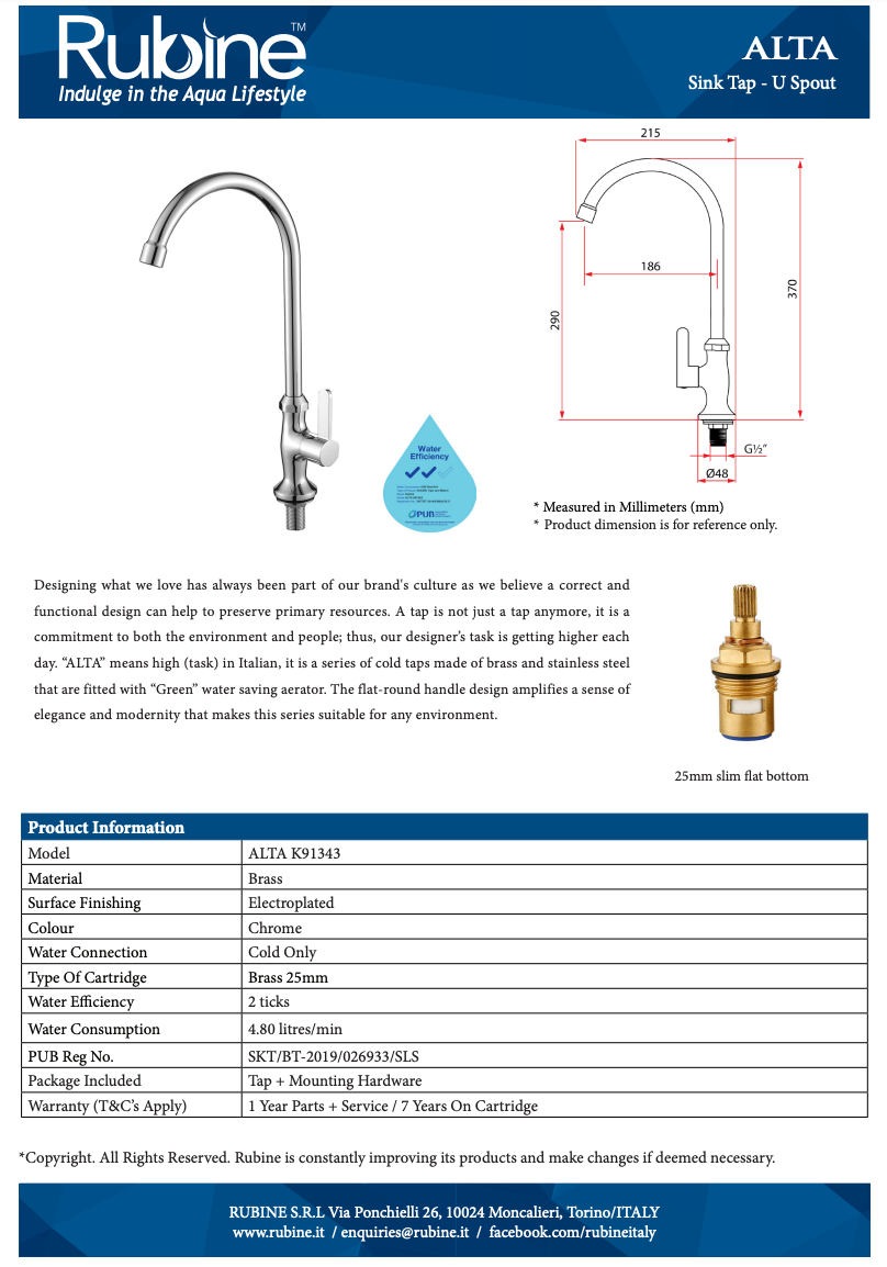 Rubine Alta K91343 Kitchen Tap domaco.com.sg