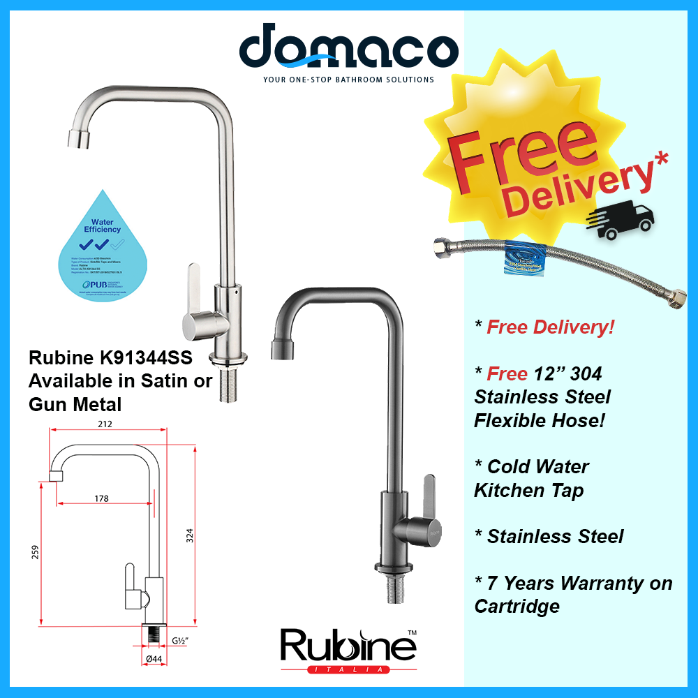 Rubine Alta K91344 SS Stainless Steel Kitchen Tap domaco.com.sg