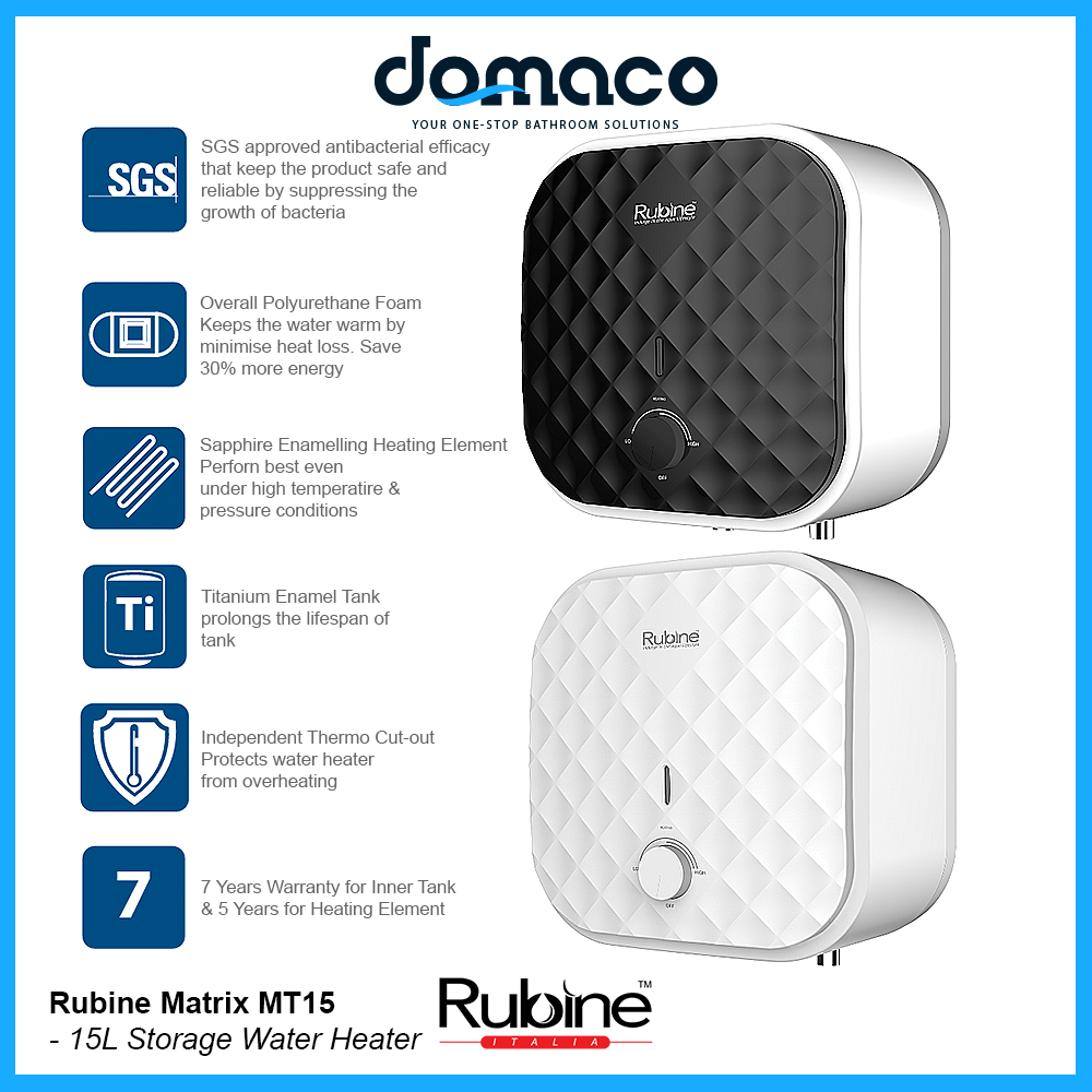Rubine MT 15W White Storage Heater 15L domaco.com.sg