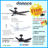 Samaire Downrod 5 Blades DC Ceiling Fan With 25W Dimmable 3 Tone LED Light Kit And Remote domaco.com.sg