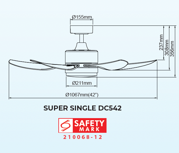 Samaire Downrod 5 Blades DC Ceiling Fan With 25W Dimmable 3 Tone LED Light Kit And Remote domaco.com.sg