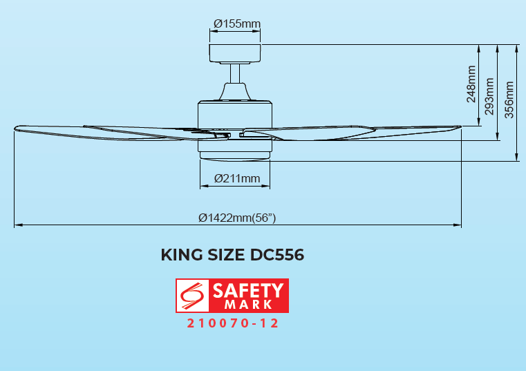 Samaire Downrod 5 Blades DC Ceiling Fan With 25W Dimmable 3 Tone LED Light Kit And Remote domaco.com.sg