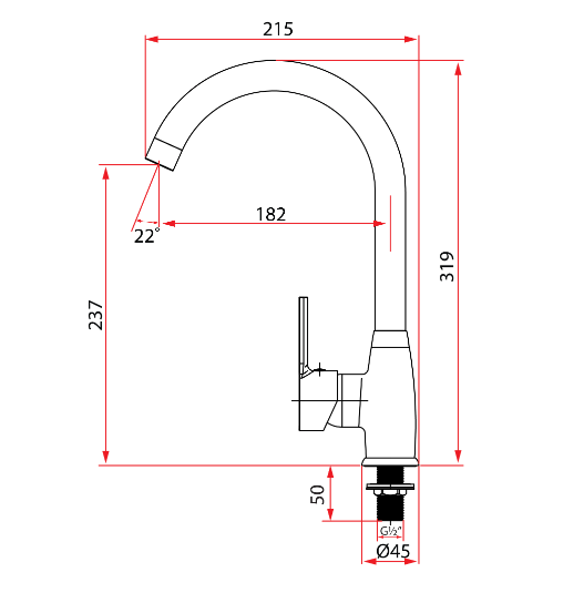 Rubine Unico 5643C Kitchen Sink Tap domaco.com.sg