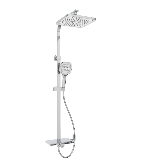 Rubine RSC-DECKOS-F4 Square Rain Shower Set with Hand Shower and Shower Mixer Shelf domaco.com.sg