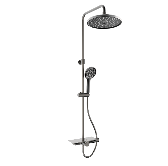 Rubine RSC-DECKOS-U2 Round Rain Shower Set with Hand Shower and Shower Mixer Shelf domaco.com.sg
