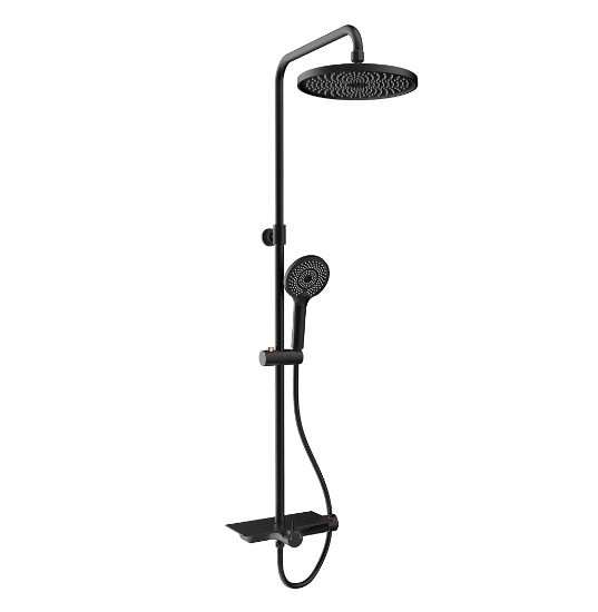 Rubine RSC-DECKOS-U2 Round Rain Shower Set with Hand Shower and Shower Mixer Shelf domaco.com.sg