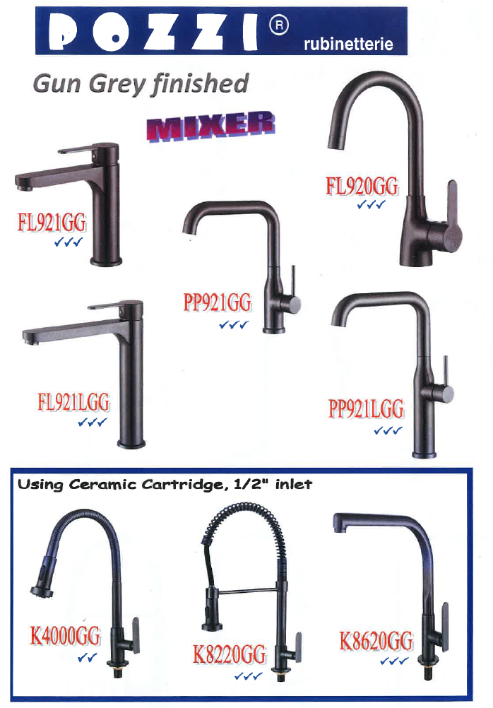 Pozzi K8620GG Gun Metal Kitchen Sink Tap domaco.com.sg