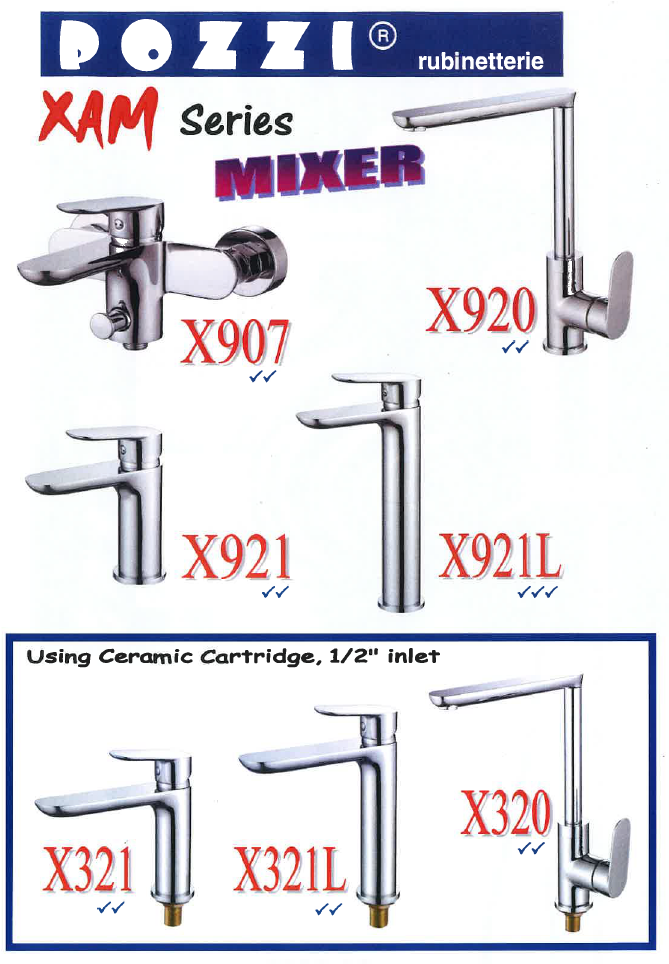 Pozzi X907 Chrome Shower Mixer Tap domaco.com.sg
