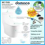 Tiara T535 Rimless Flushing 1-Piece Toilet Bowl domaco.com.sg