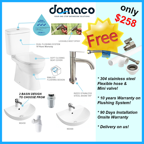Value-Plus Toilet Bowl & Basin Package - Domaco