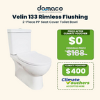 Velin 133 [New Model] Rimless Strong Flushing Toilet Bowl with Soft Closing Seat Cover