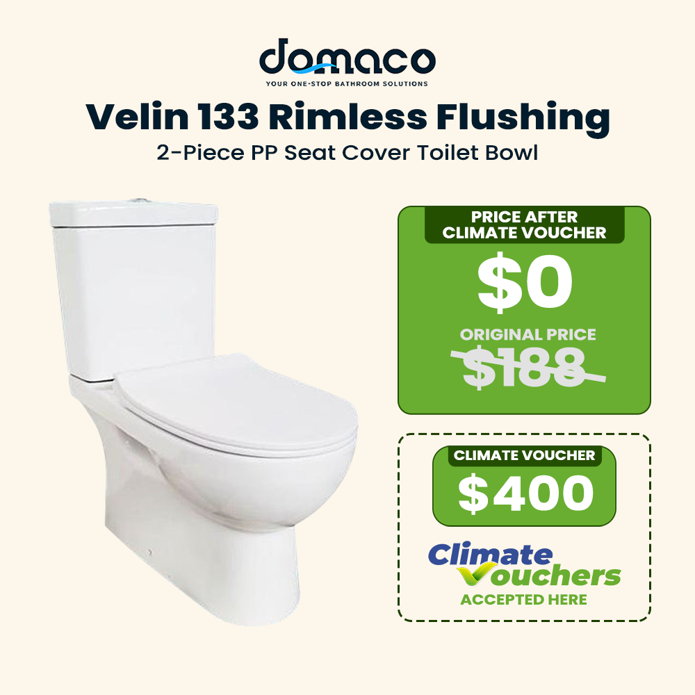 Velin 133 [New Model] Rimless Strong Flushing Toilet Bowl with Soft Closing Seat Cover