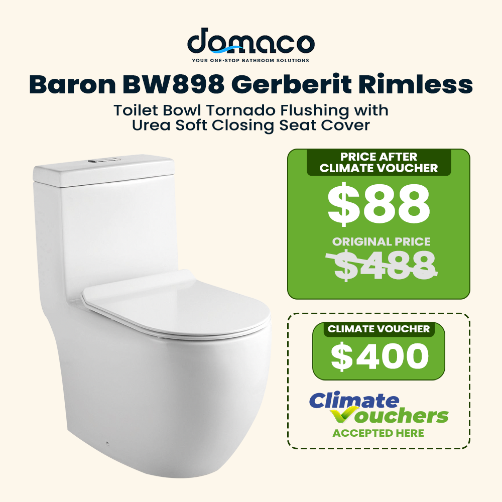 Baron BW898 Gerberit Rimless Tornado Flushing 1-Piece Toilet Bowl with Urea Soft Closing Seat Cover
