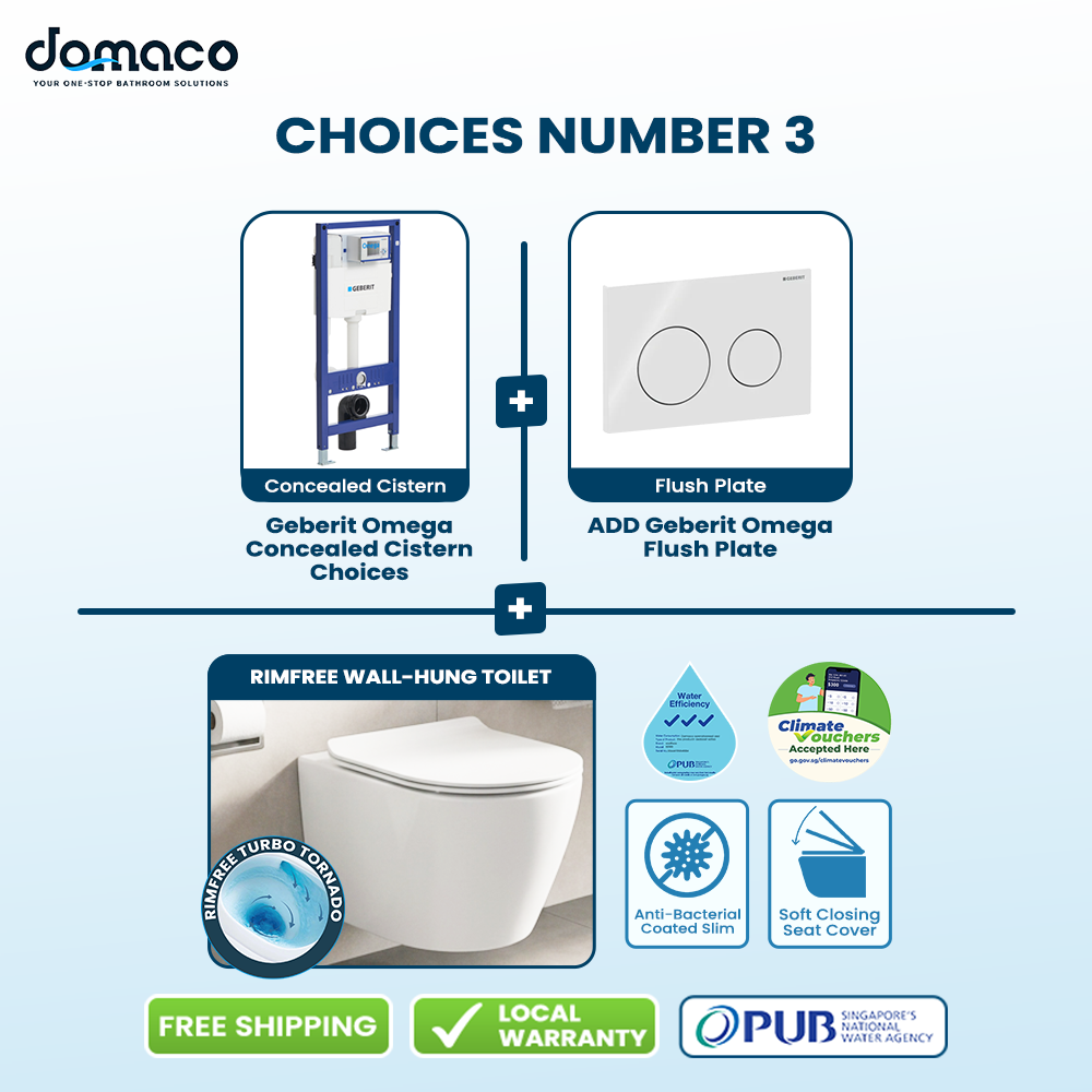 Wall-Mounted Rimless & Rimfree Water Closet Geberit Flushing Bundle Deals