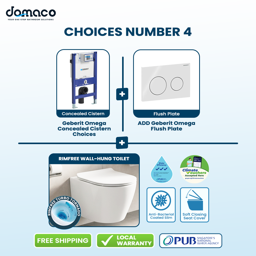 Wall-Mounted Rimless & Rimfree Water Closet Geberit Flushing Bundle Deals