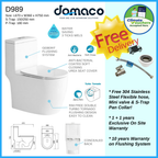 Domaco D989 [2025 Model] Toilet Bowl with Rimless Double Turbo Tornado Flushing and Geberit Flushing System