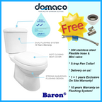 Baron BW203A Strong Washdown Flushing 2-Piece Toilet Bowl with Soft Closing Seat Cover - Domaco