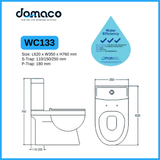 Velin 133 [New Model] Rimless Strong Flushing Toilet Bowl with Soft Closing Seat Cover