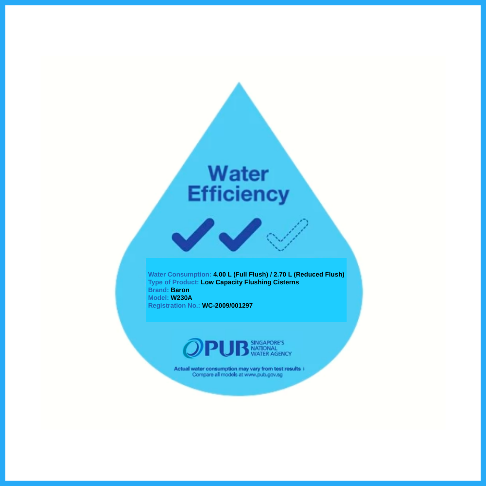 Baron BW203A Strong Washdown Flushing 2-Piece Toilet Bowl with Soft Closing Seat Cover - Domaco